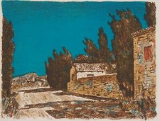 Roland OUDOT : Vieux Mas en Provence, Lithographie originale signée