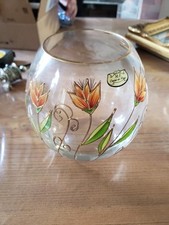 Vase Boule Cristal Paris Decor Émaillé Fleurs XXème MF