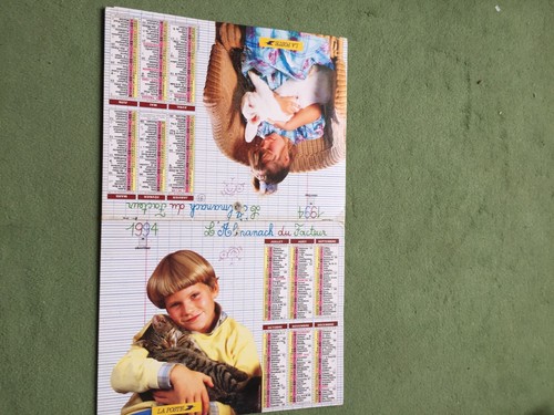 Calendrier almanach ptt 1994 - almanach,