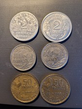 lot de pièces Françaises de 2 Francs de 50 Francs et 100 Francs