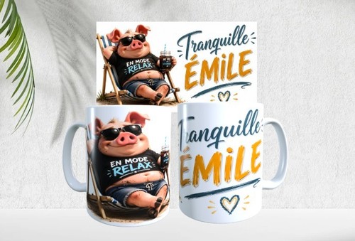 Mug humour tranquille emile - mug, humour,