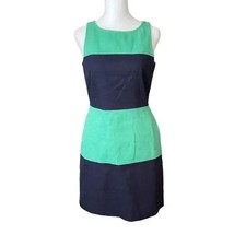 Banana Republic 2 Sheath Dress Sleeveless Colorblock Blue Green Career