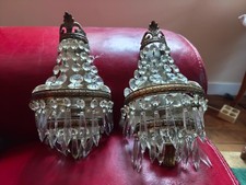 Superbe paire d'appliques à pampilles vintage Made In Italy