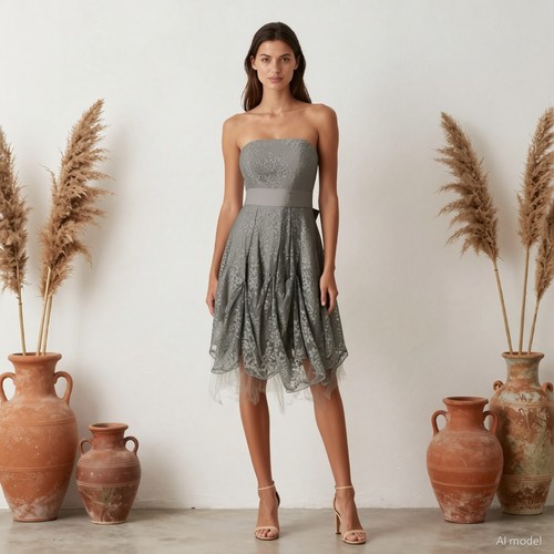 Soirée romantique robe grise - robe,