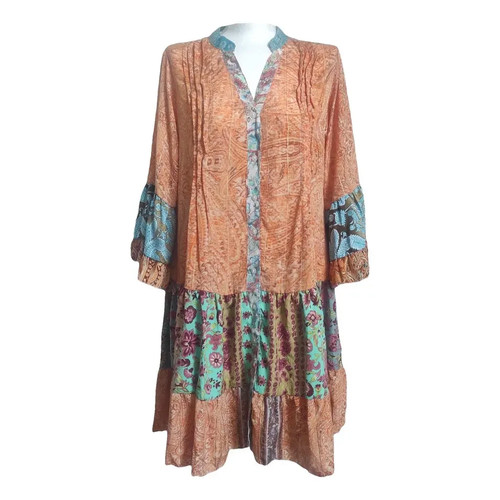 Robe patchwork soie - robe, en