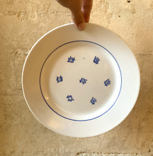 Assiette plate ancienne à motifs de roses bleues pochoir vintage  Ø22,5cm