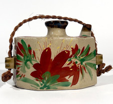 Bouteille gourde à saké en grès Japonais peint à la main Art populaire asiatique