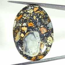 Cabochon Ovale En Maligano Jasper Naturel 48,20 Cts Pierre Précieuse 25x36x6mm