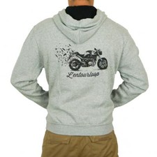 Sweat capuche pour moto Homme L'entourloop Birdy Gris taille S