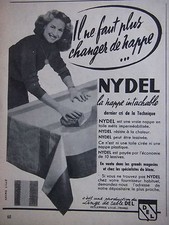 PUBLICITÉ NYDEL NAPPE INTACHABLE IL NE FAUT PLUS LA CHANGER LINGE DE TABLE DEL