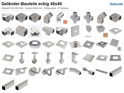 Accessoires garde corps carré - garde-corps,