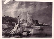 Photo AVIGNON années 1900-1940 18 cm X 12 cm peinture bateau tour