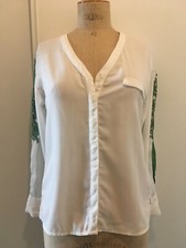 Chemiser/tunique ALMATRICHI T38 blanc Manche fantaisie vert