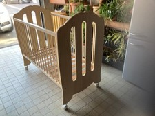 lit enfant à barreaux bois clair+ sommier à lattes 60x120cm 2 positions