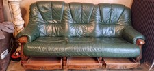 canapé cuir  VERT 3 places avec 3 tiroirs