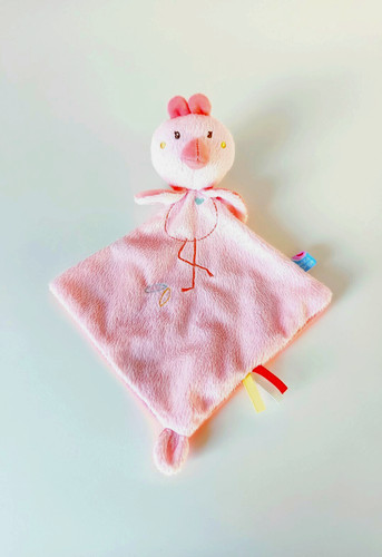 Doudou plat oiseau - plat, oiseau/flamant
