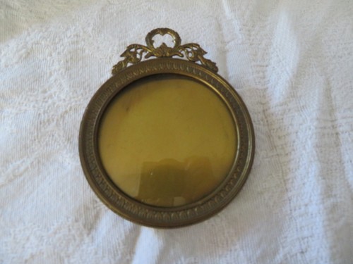 Ancien cadre photo rond bronze - rond,