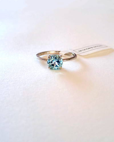 Bague solitaire topaze - , bleu