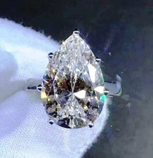 Minimaliste 10 CT Blanc Traitée Bague Diamant Poire Forme VVS1 Certifié Idéal