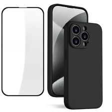 Coque iPhone 16 15 14 13 12 11 Pro Max Silicone Antichoc Mat +Verre Trempé Écran