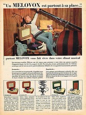 PUBLICITE ADVERTISING 025  1957  MELOVOX   3  éléctrophone tourne-disque