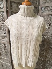 Pull débardeur L col roulé grosse maille torsades écru H&M