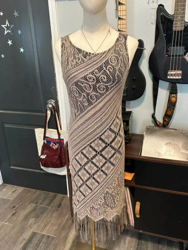 Tan flapper style dress - flapper,
