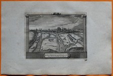 VAN DER AA Gravure originale c1725 VUE D'AMIENS Capitale Picardie Somme Rivière