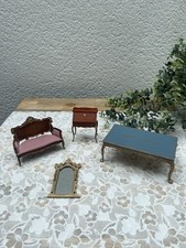 Ensemble de 4 Meubles Miniatures Poupée Style Louis XV – Échelle 1/12e – Résine