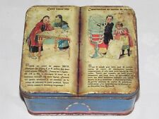 09E44 RARE ANCIENNE BOITE TÔLE LITHOGRAPHIÉE JEUX CARRE CASSE TETE CARTES VISITE