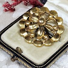 Broche Ancienne Plaqué Or Poinçon Orfèvre AB Fermoir Piston Diamètre 33mm