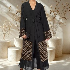 Abaya noire sequins dorés - à,