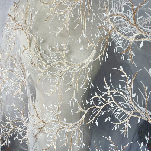 Tissu dentelle brodé - tissu,