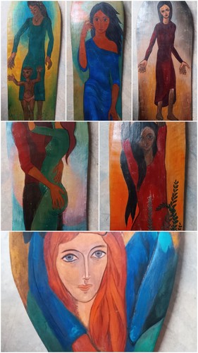 Tableaux peinture bois art - 9,