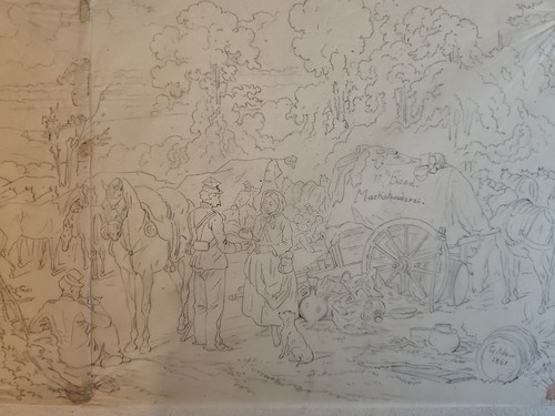 Xixe dessin ancien sur - xixe, calque