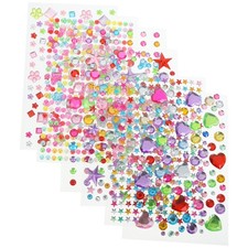  Autocollants de pierres précieuses auto-adhésifs, 6 feuilles, en acrylique,