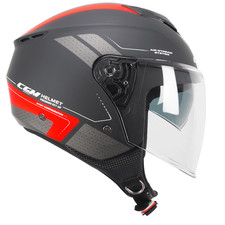 Casque Jet CGM 126G Iper City Noir Rouge Mat Scooter ECE 22.06 Moto Urban