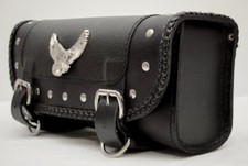 Sacoche de fourche sac trousse à outils en Cuir noir rectangulaire Aigle / clous