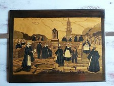 TABLEAU SCENE BRETONNE PYROGRAVURE SIGNÉE B.BOUILLON