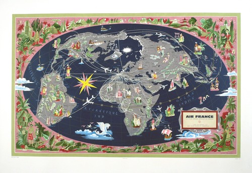 Affiche carte planisphère - planisphère, air