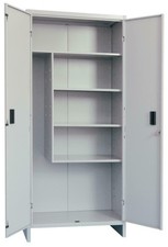 Armoire Armadietto En Métal Porte-Serpillières 80X40XH179 CM Gris 2 Antes