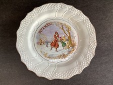 Assiette à dessert ancienne Saint Amand et Hamage - mois de décembre