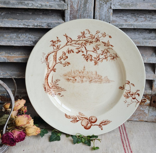 Ancien grand plat terre fer - grand,