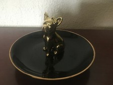assiette porte bijoux chien en relief statuette bouledogue français céramique