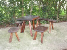 TABLE BASSE EN CHENE BANC TABOURET BRUTALISTE ESPRIT MOROLLES JEAN TOURET