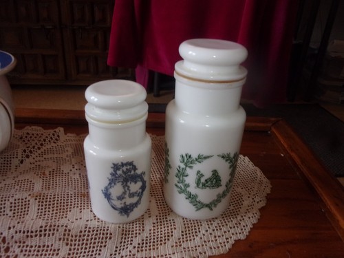 Deux pots epices verre - verre, opale
