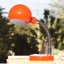 Lampe de bureau flexible à poser vintage eyeball Space Age métal orange