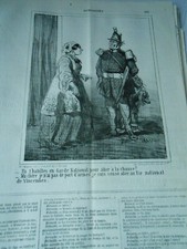 Gravure 1864 - Tu t'habilles en Garde National pour aller à la chasse ?