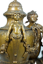 Ancienne pendule signée Moreau aux amours Marbre patiné Bronze 19 ème Clock