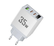 Chargeur  Secteur  3 Ports USB/USB-C Quick Charge 35W avec  Affichage digital.